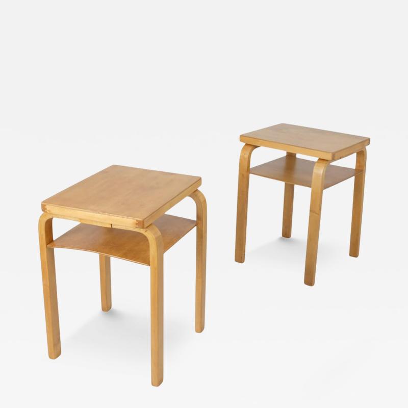 Alvar Aalto Pair of Alvar Aalto Small Side Tables Model A86 in Honey Birch Artek 1940s