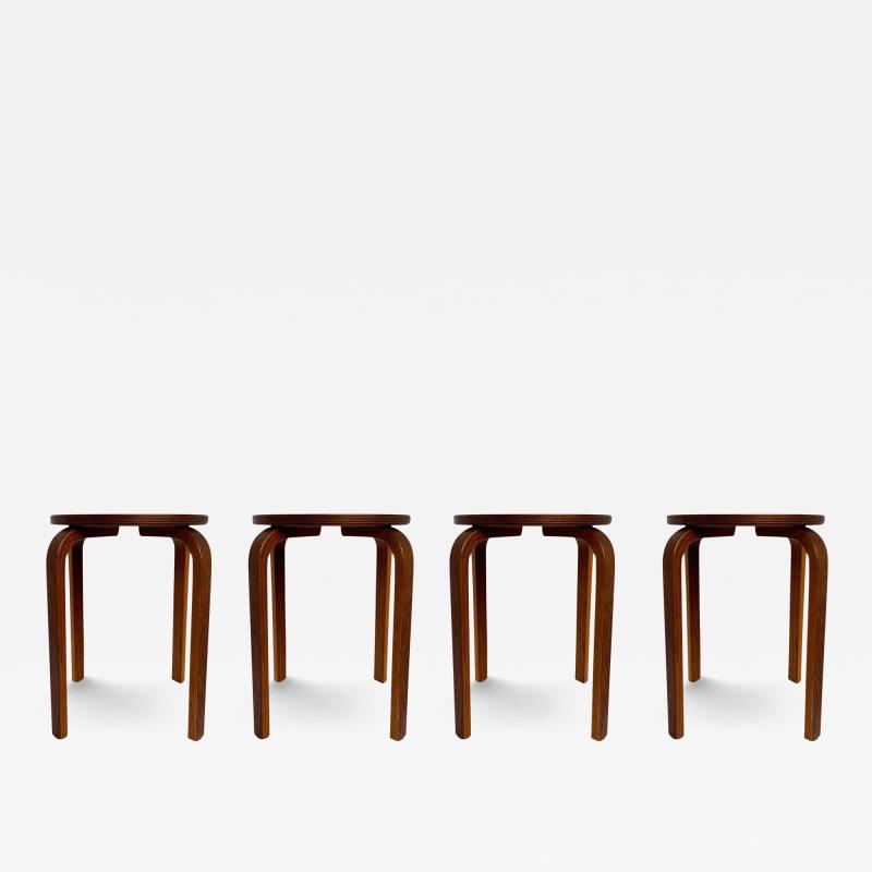 Alvar Aalto Set of 4 Mid Century Danish Modern Teak Stacking Stools after Alvar Aalto