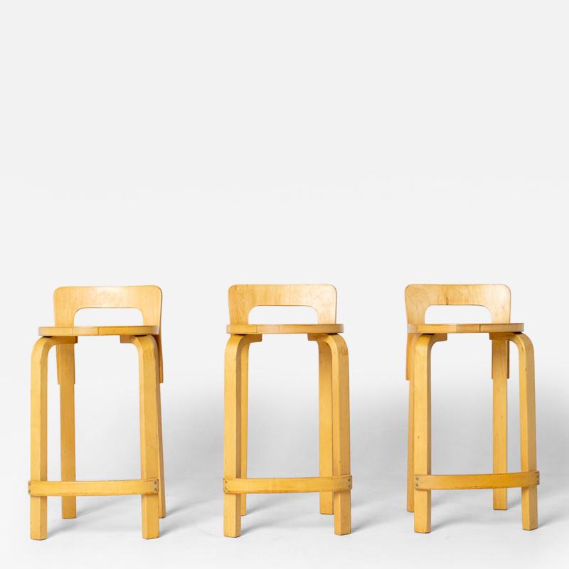 Alvar Aalto Set of Three Alvo Alto Bar Stools