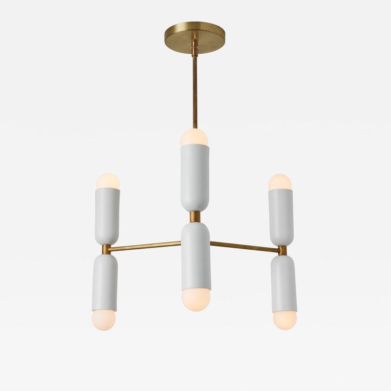 Alvaro Benitez Lulu 3 Arm Chandelier in White Brass by Alvaro Benitez