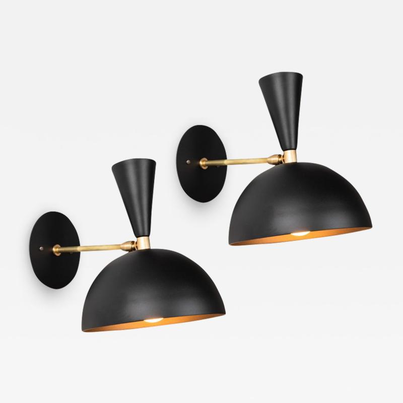 Alvaro Benitez Pair of Large Lola II Sconces in Black