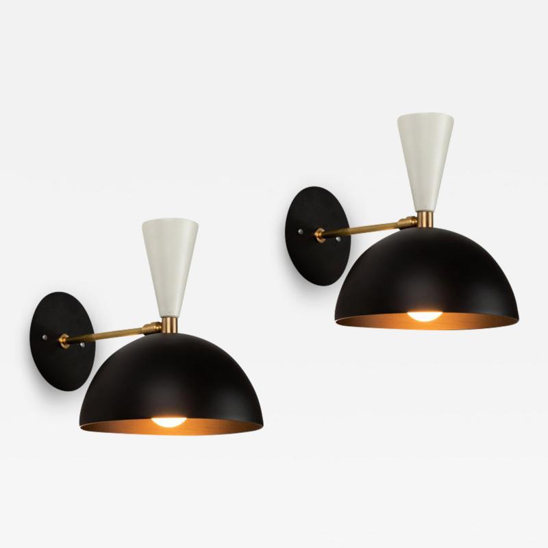 Alvaro Benitez Pair of Large Lola II Sconces in Black and White