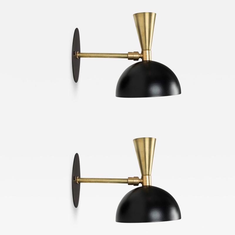 Alvaro Benitez Pair of Lola Brass and Metal Adjustable Sconces