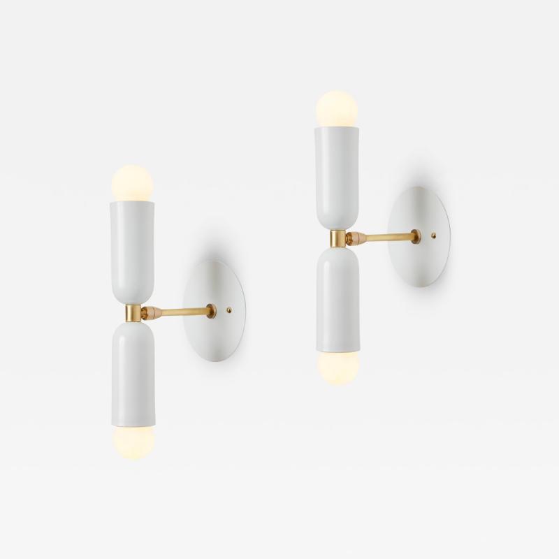 Alvaro Benitez Pair of Lulu Sconces in White Brass by Alvaro Benitez