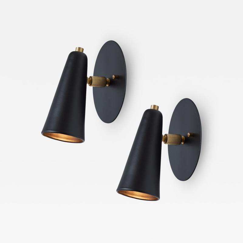 Alvaro Benitez Pair of Lupita Sconces in Black Brass by Alvaro Benitez