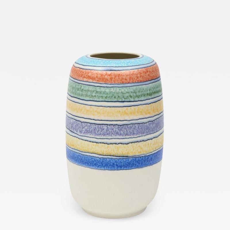 Alvino Bagni Alvino Bagni Vase for Raymor Ceramic Stripes Blue Yellow White Signed