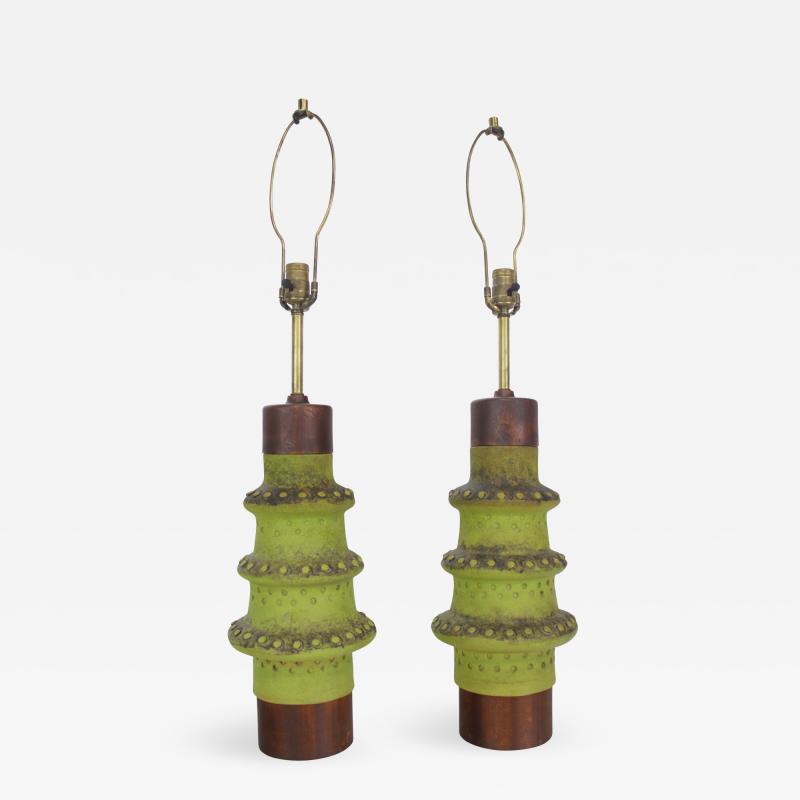 Alvino Bagni Pair of Hand Cast Ceramic Lamps by Alvino Bagni