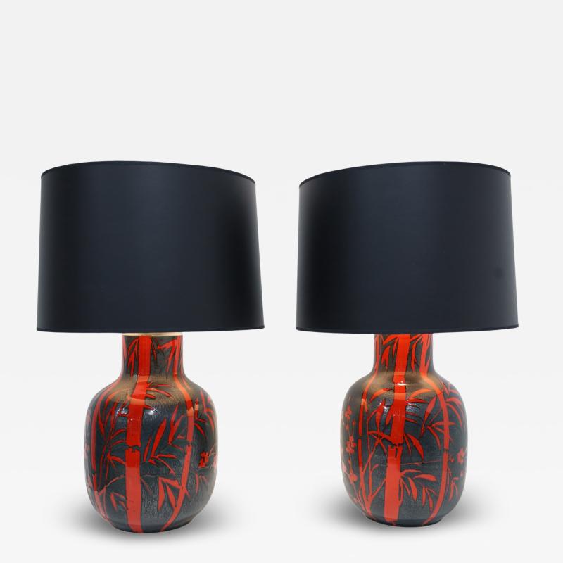 Alvino Bagni Pair of Italian Ceramic Lamps by Alvino Bagni for Raymor