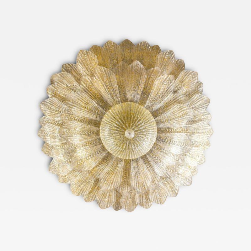 Amazing Gold Amber Murano Glass Leave Ceiling Light or Chandelier