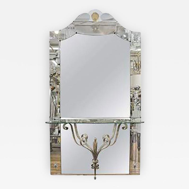 Amazing Italian Hollywood Regency Mirror with Console Shelf