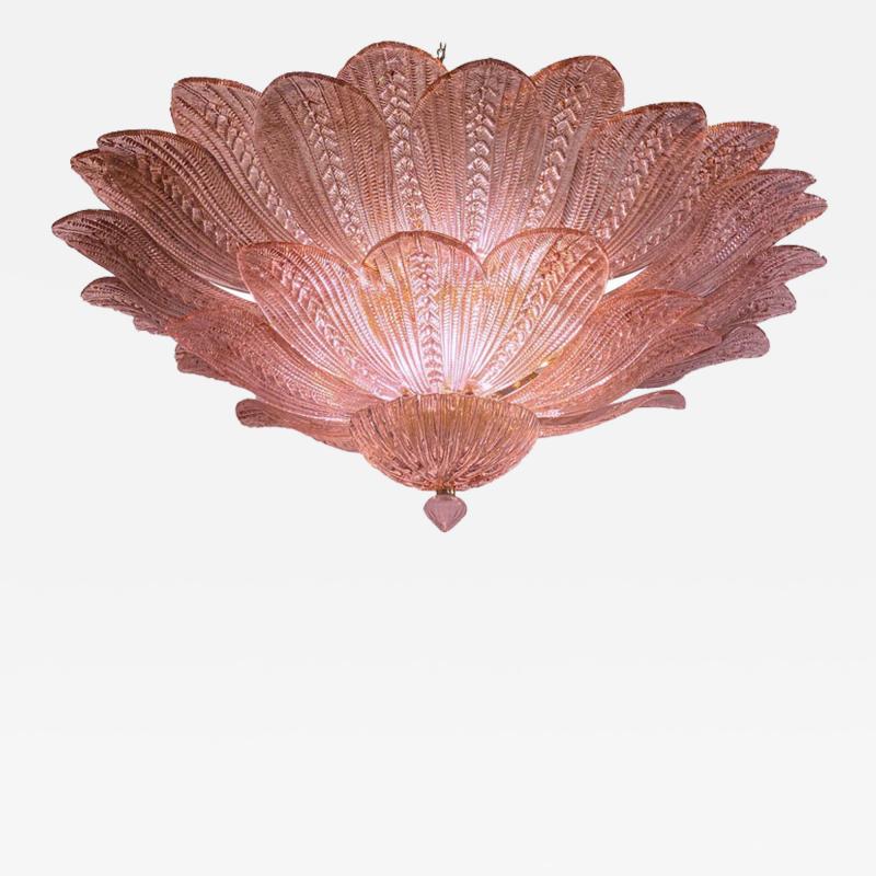 Amazing Pink Amethyst Murano Glass Leave Ceiling Light or Chandelier