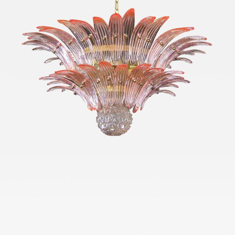 Amazing Pink Glass Palmette Murano Chandelier