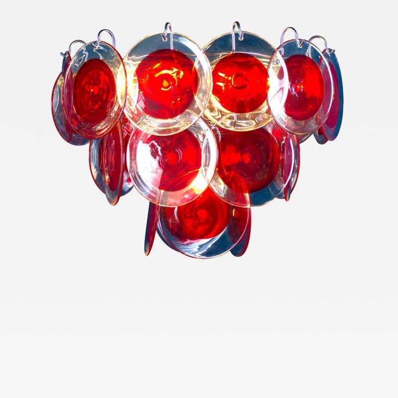 Amazing Red Disc Murano Glass Chandelier