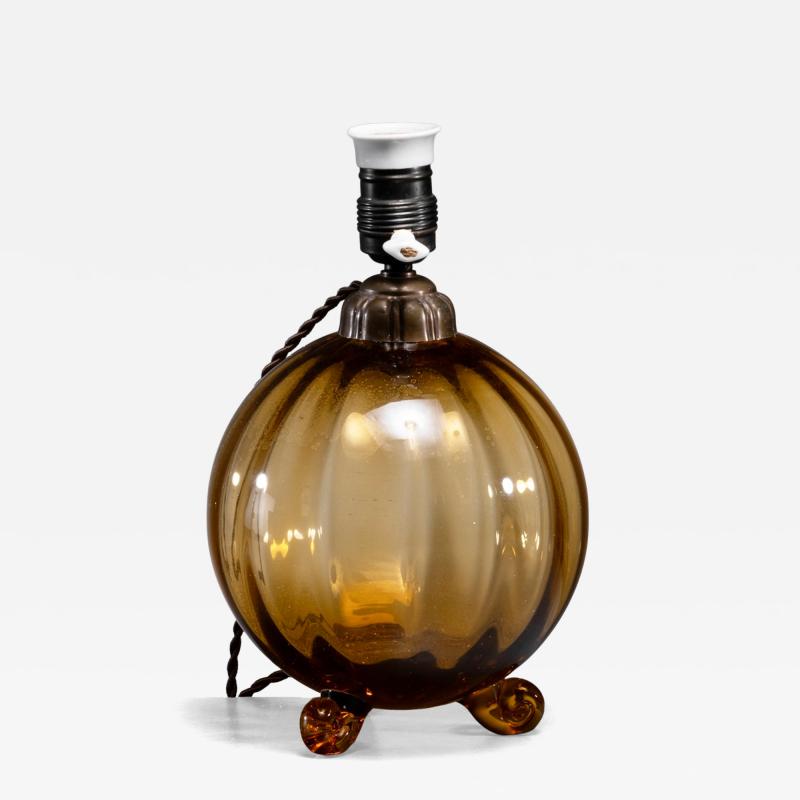 Amber glass table lamp