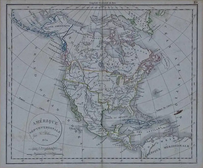 America Am rique Septentrionale A 19th Century French Map by Delamarche