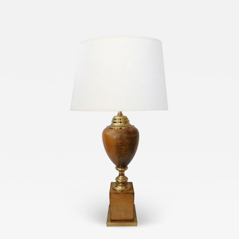 American 1960s Leather clad and Brass Table Lamp