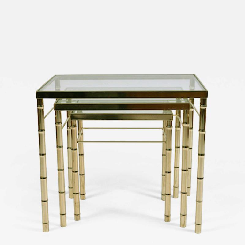 American 1960s nest of three brass tables