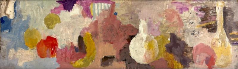 American Abstract Painting unsigned original walnut frame