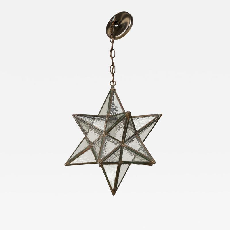 American Art Deco Textured Clear Leaded Glass Star Shaped Chandelier