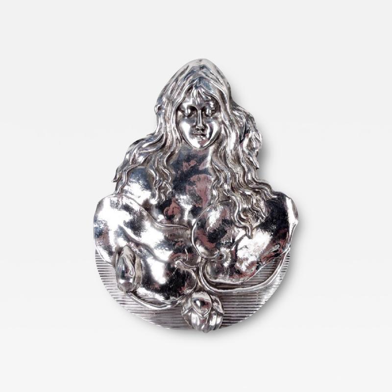 American Art Nouveau Paperclip with Long Tressed Nymph