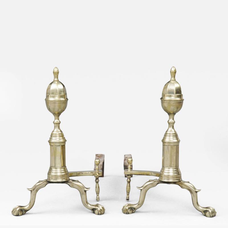 American Brass Andirons Circa 1820