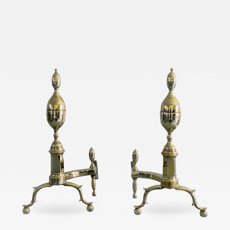 American Brass Double Lemon Top Andirons