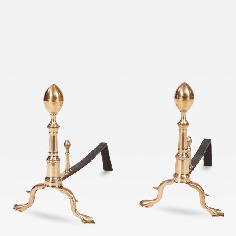 American Brass Lemon Top Andirons