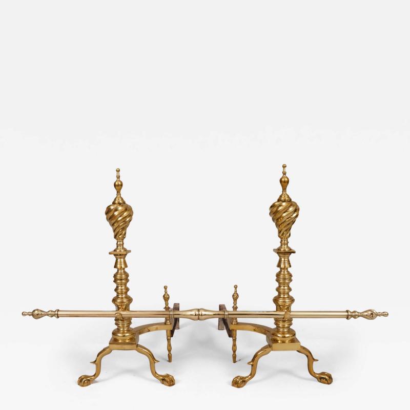 American Brass Spiral Top Andirons