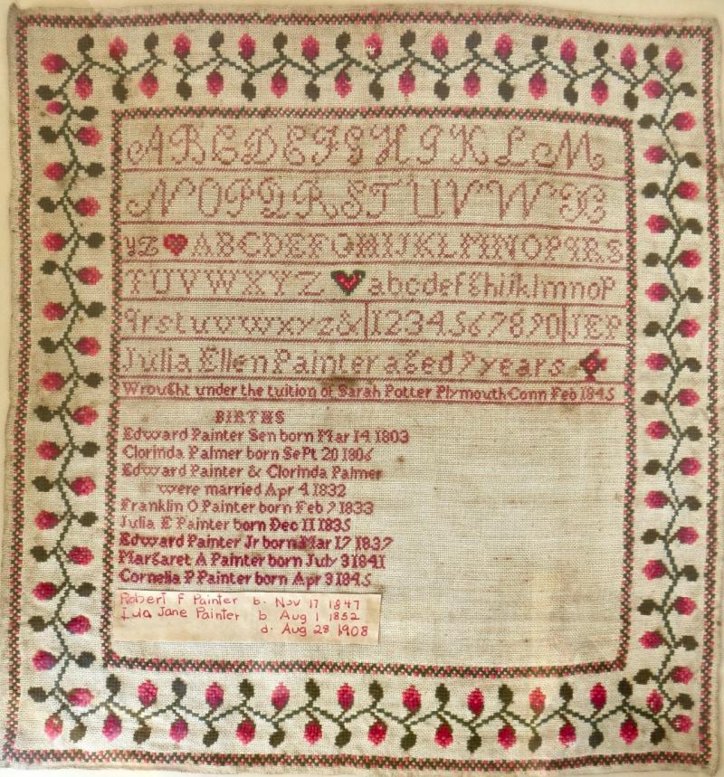 American Child s Sampler Circa 1845 by Julia Ellen Painter Aged 9 Years Old 