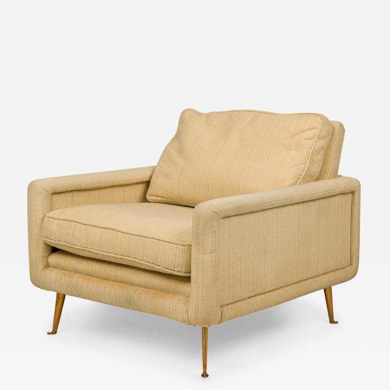 American Contemporary Beige FabricBronze Leg Lounge Armchair