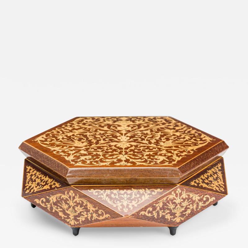 American Contemporary Beige and Brown Round Geometric Jewelry Box