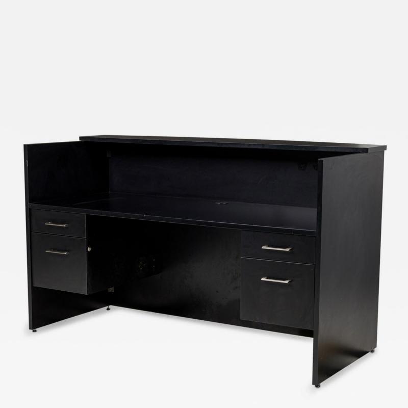 American Contemporary Black Laminate Suspended Twin Pedestal Reception Desk