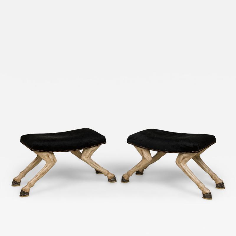 American Contemporary Custom Made Horse Leg Saddle Stool Bench