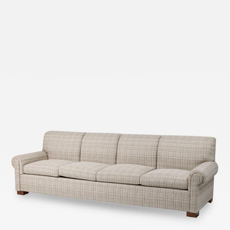 American Contemporary Four Seat Sofa With Rolled Arms