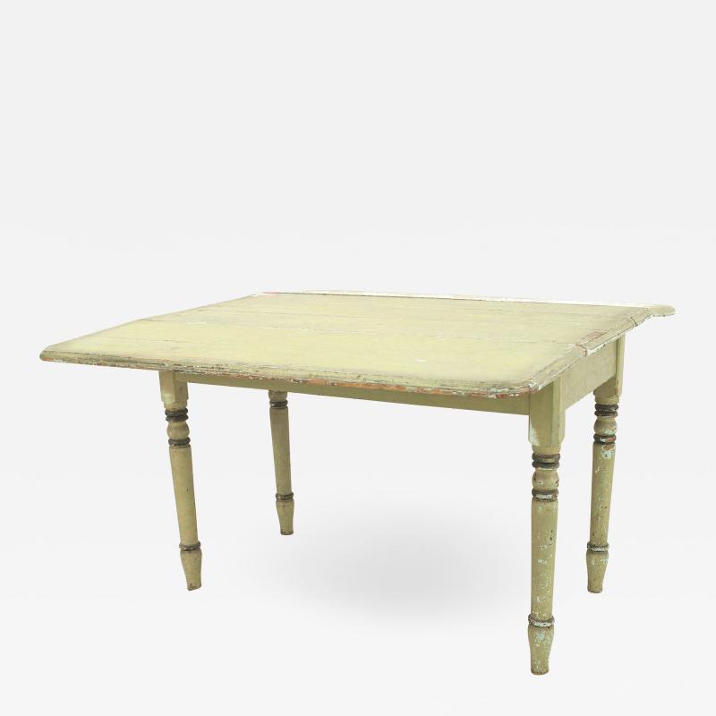 American Country Rustic Green Painted Drop Leaf Table