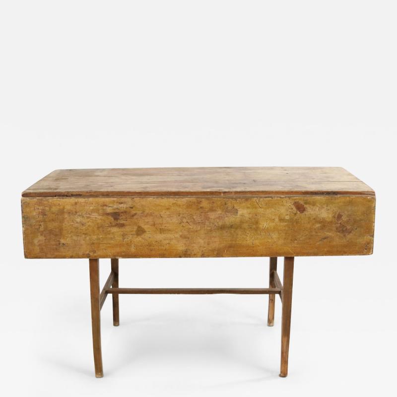American Country Rustic Pine Wood Drop Leaf Dining Table