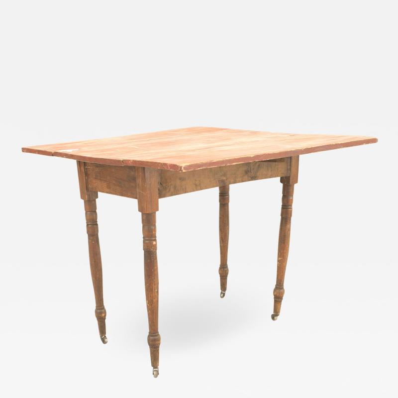 American Country Rustic Red Painted Drop Leaf Table