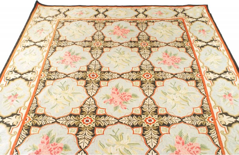 American Country Style Crewel Floral Rug