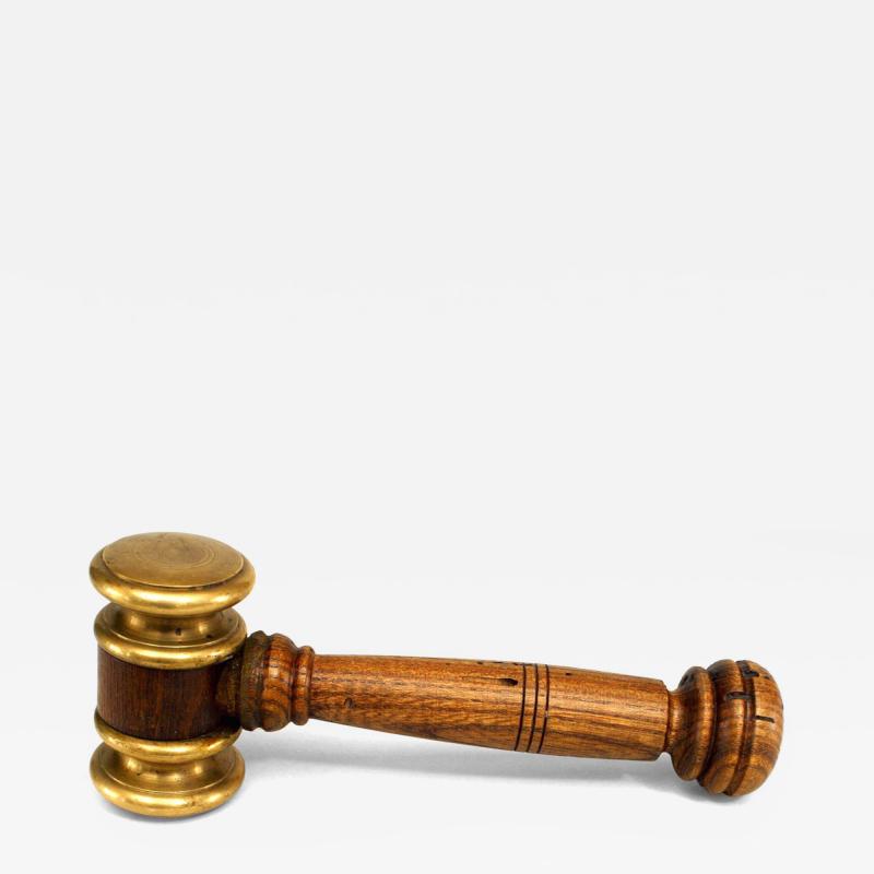 American Country Style Wood and Brass Gavel