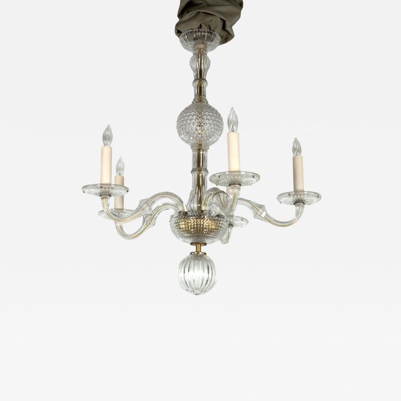 American Cut Crystal and Brass Chandelier Circa 1930