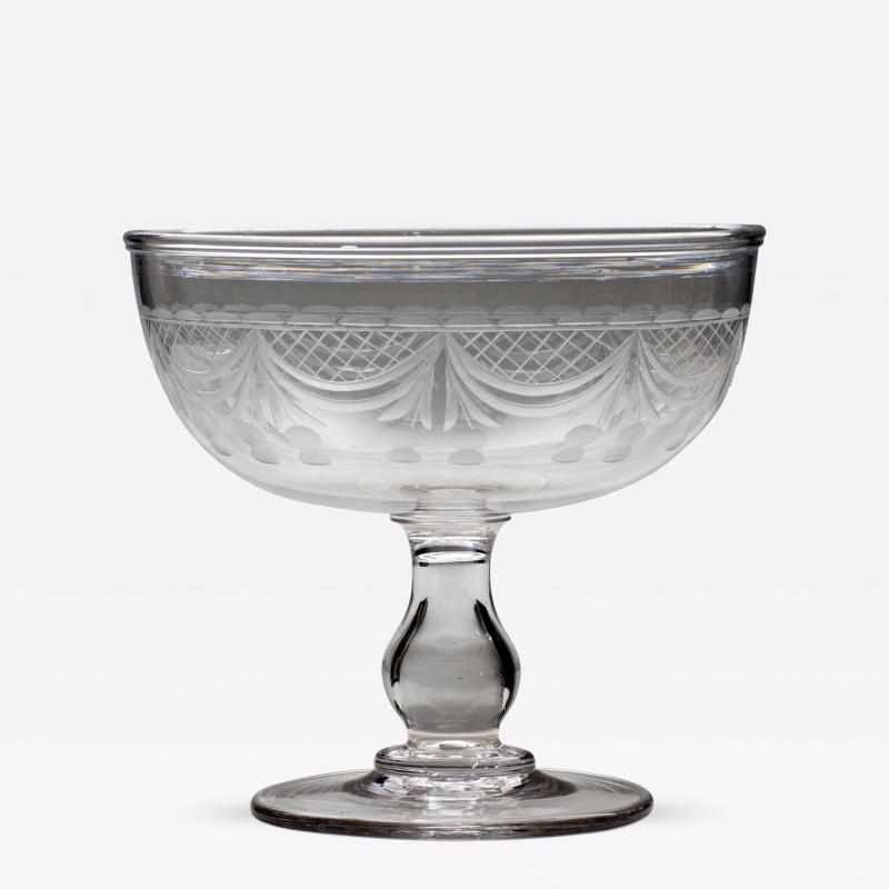 American Cut Etched Compote Circa 1835