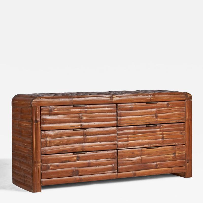 American Designer Dresser with Bamboo and Brass USA 1950s