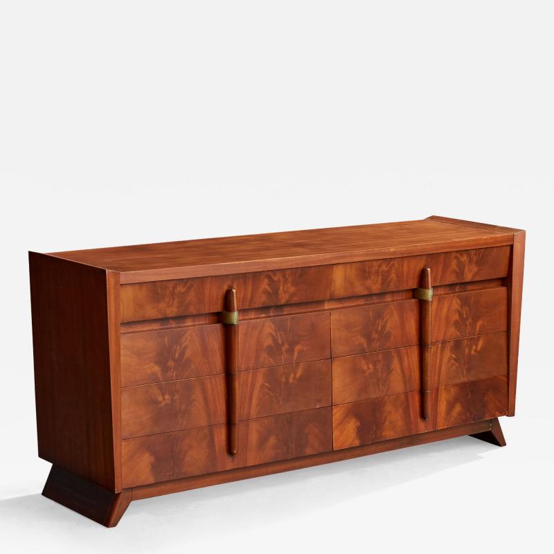 American Designer Dresser with Birch and Brass USA 1950s