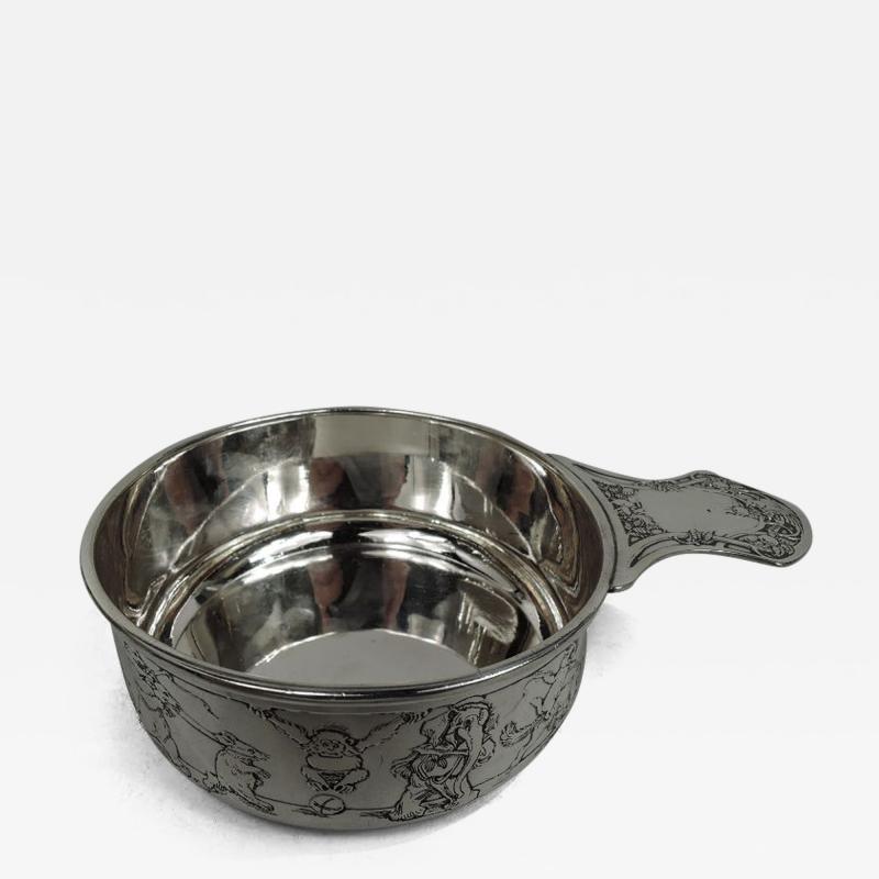 American Edwardian Sterling Silver Porringer with Circus Animals