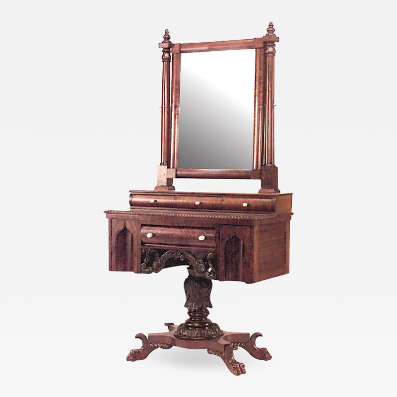 American Empire Gothic Mahogany Dressing Table