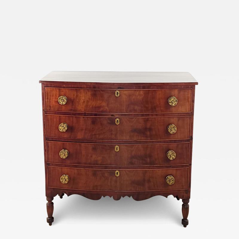 American Federal Period Bow Front Mahogany Chest circa 1800