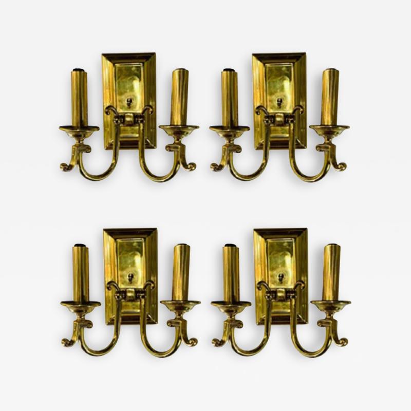 American Federal Style Brass Wall Sconces Set of 4