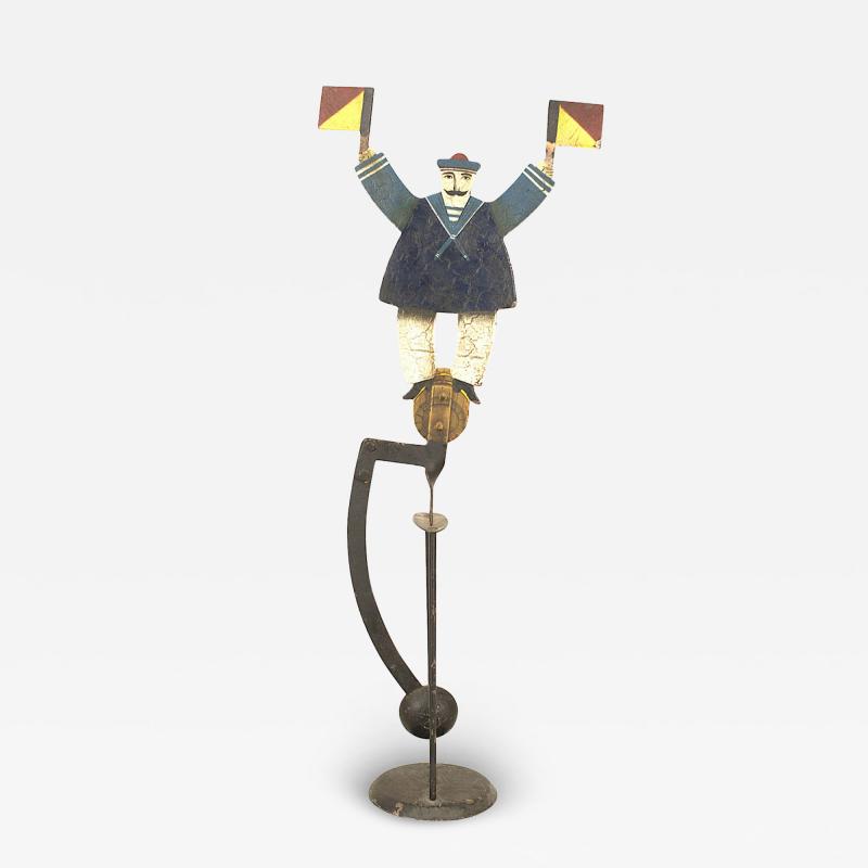 American Folk Art Painted Iron Sailor Decoration