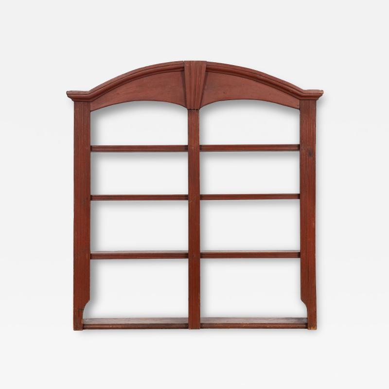 American Folk Art Red Painted Hanging Wall Mounted Shelf 19th century