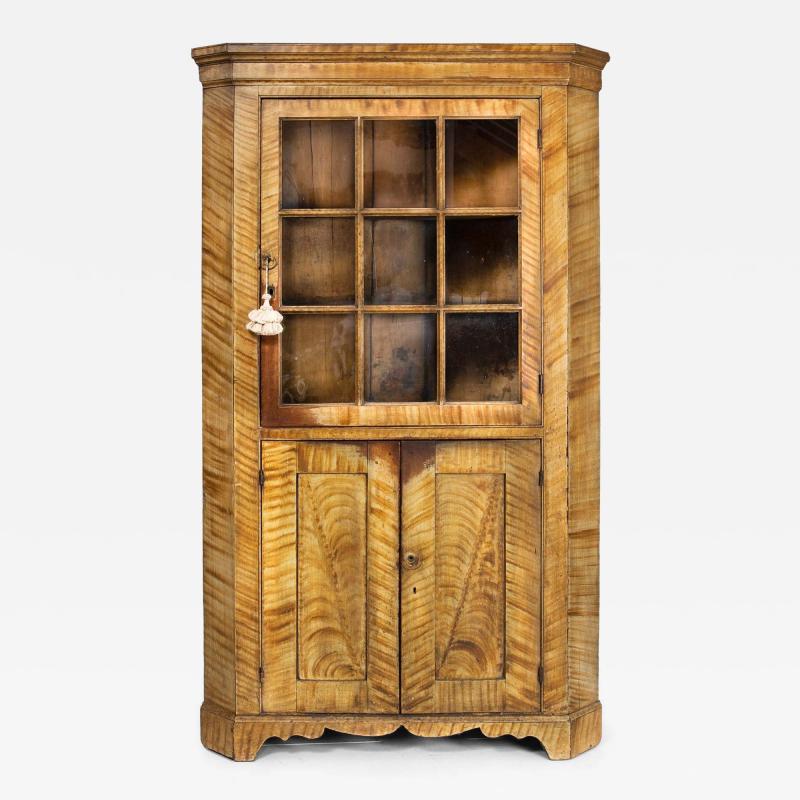 American Grain Painted Corner Cabinet Cupboard New England circa 1805